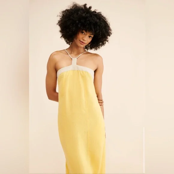 NWOT Anthropologie Linen Blend Halter Maxi